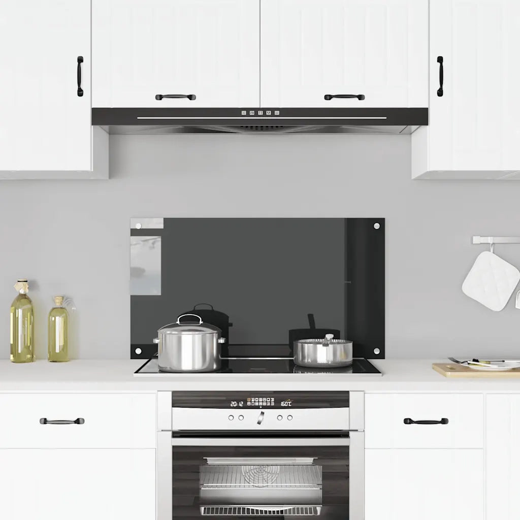 Paraschizzi per Cucina Nero 90x50 cm in Vetro Temperato 249488