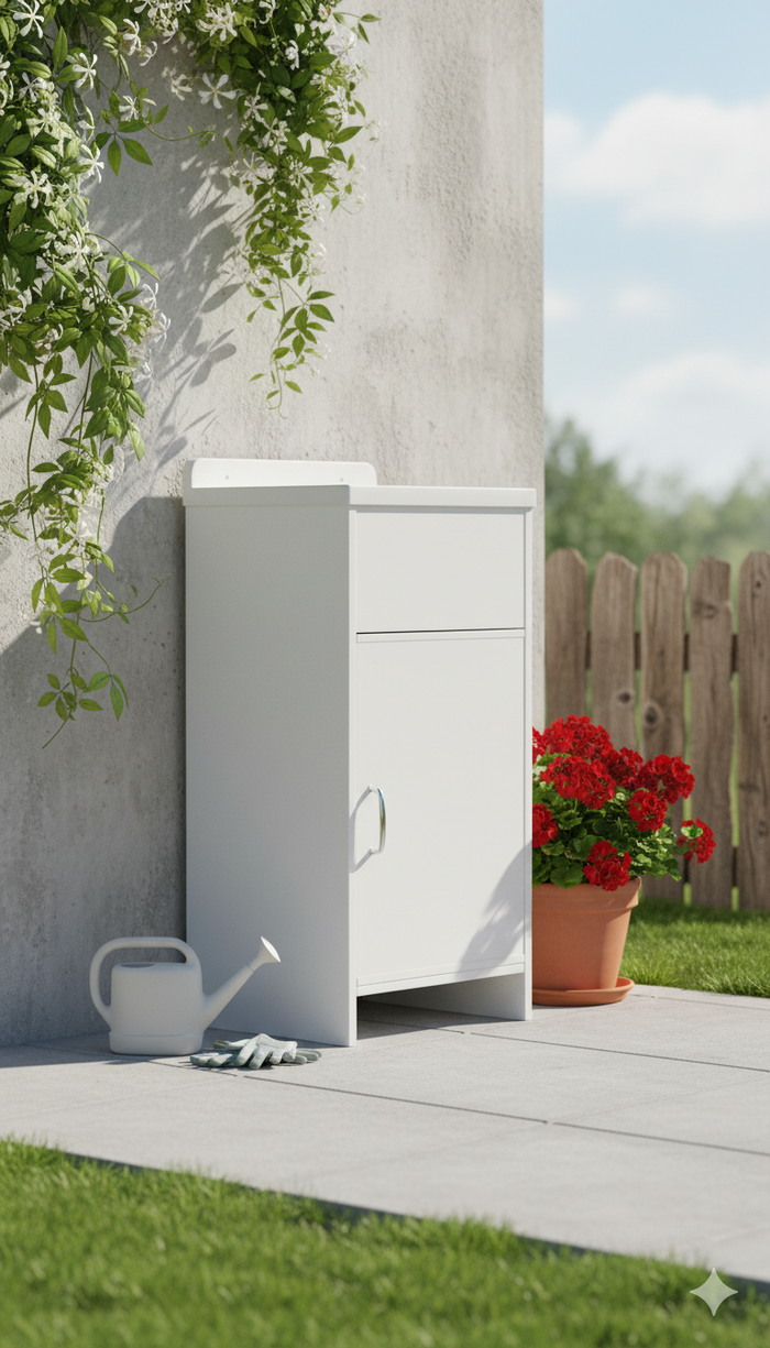 Mobile Lavatoio in PVC 42x35x82 cm 1 Anta Clear Bianco