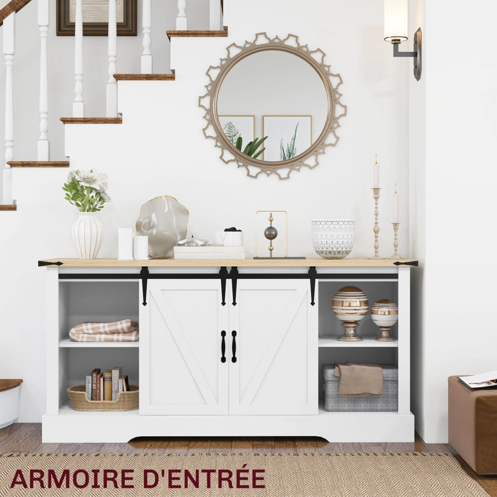 Armadio con ante scorrevoli ¨C zephmum ¨C bianco rovere 150x40x72 cm