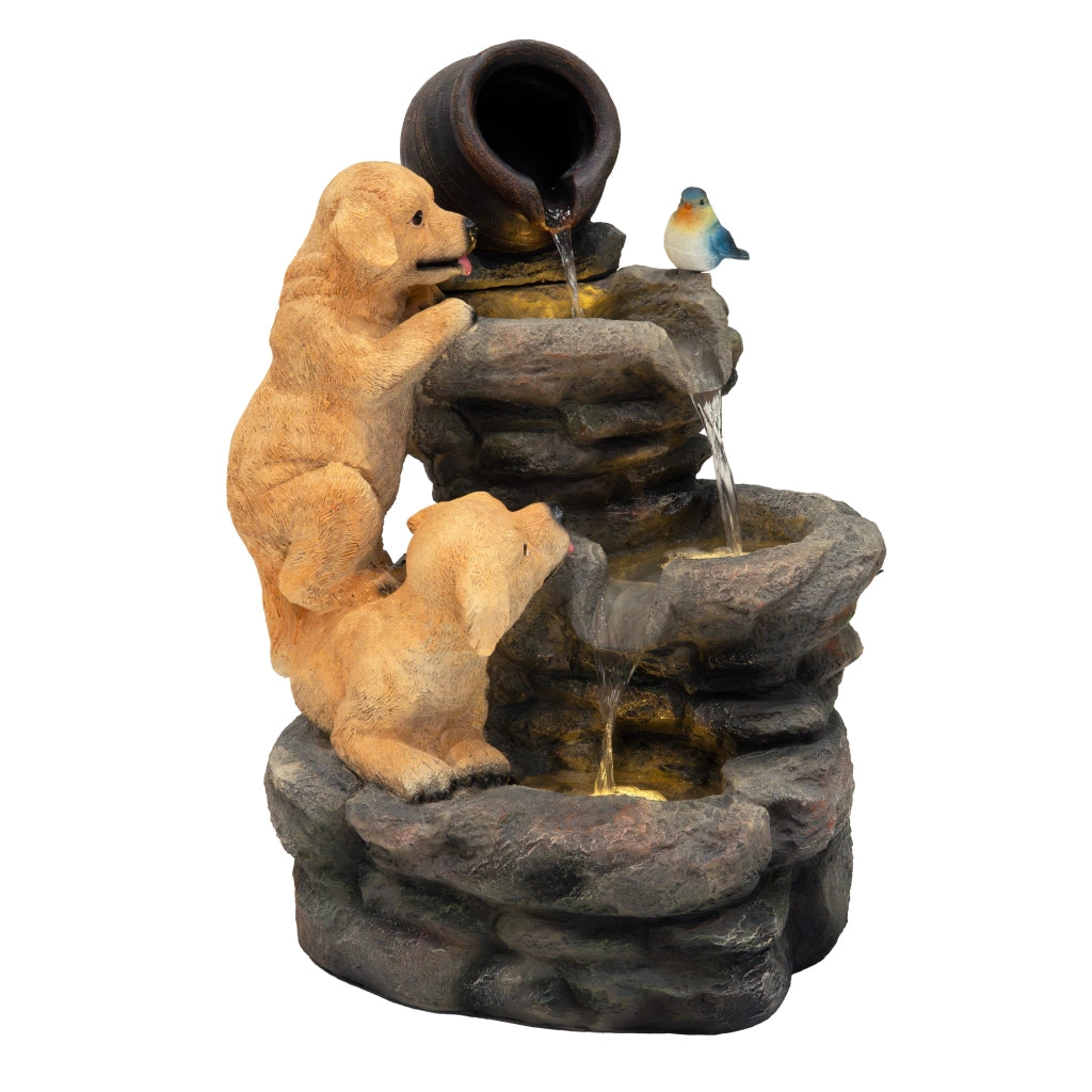 Fontana da Giardino Elettrica con LED e Cascata – Canine Creek