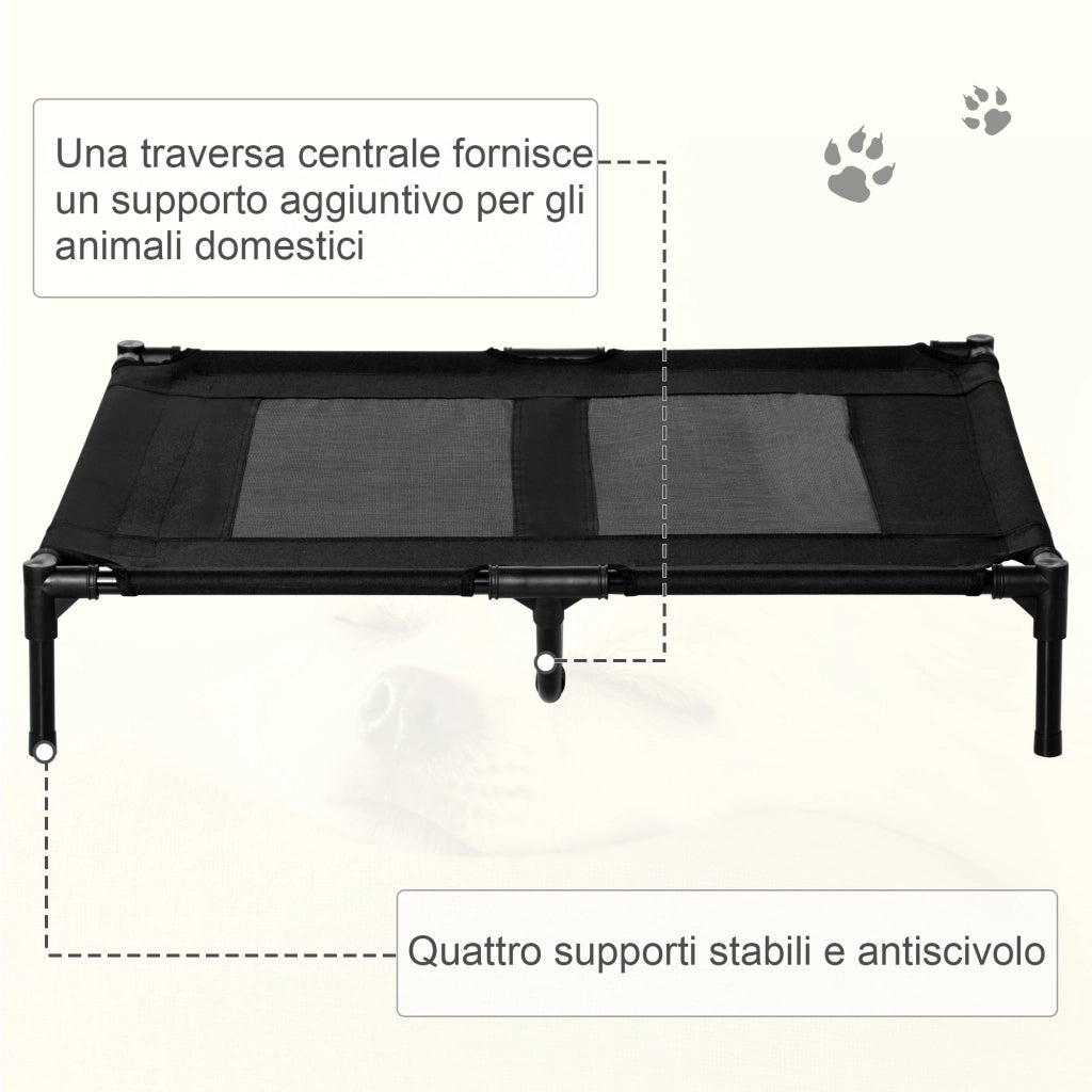 Brandina per Cani Grandi in Metallo e Tessuto Oxford con Borsa di Trasporto, 92x76x18cm, Nero