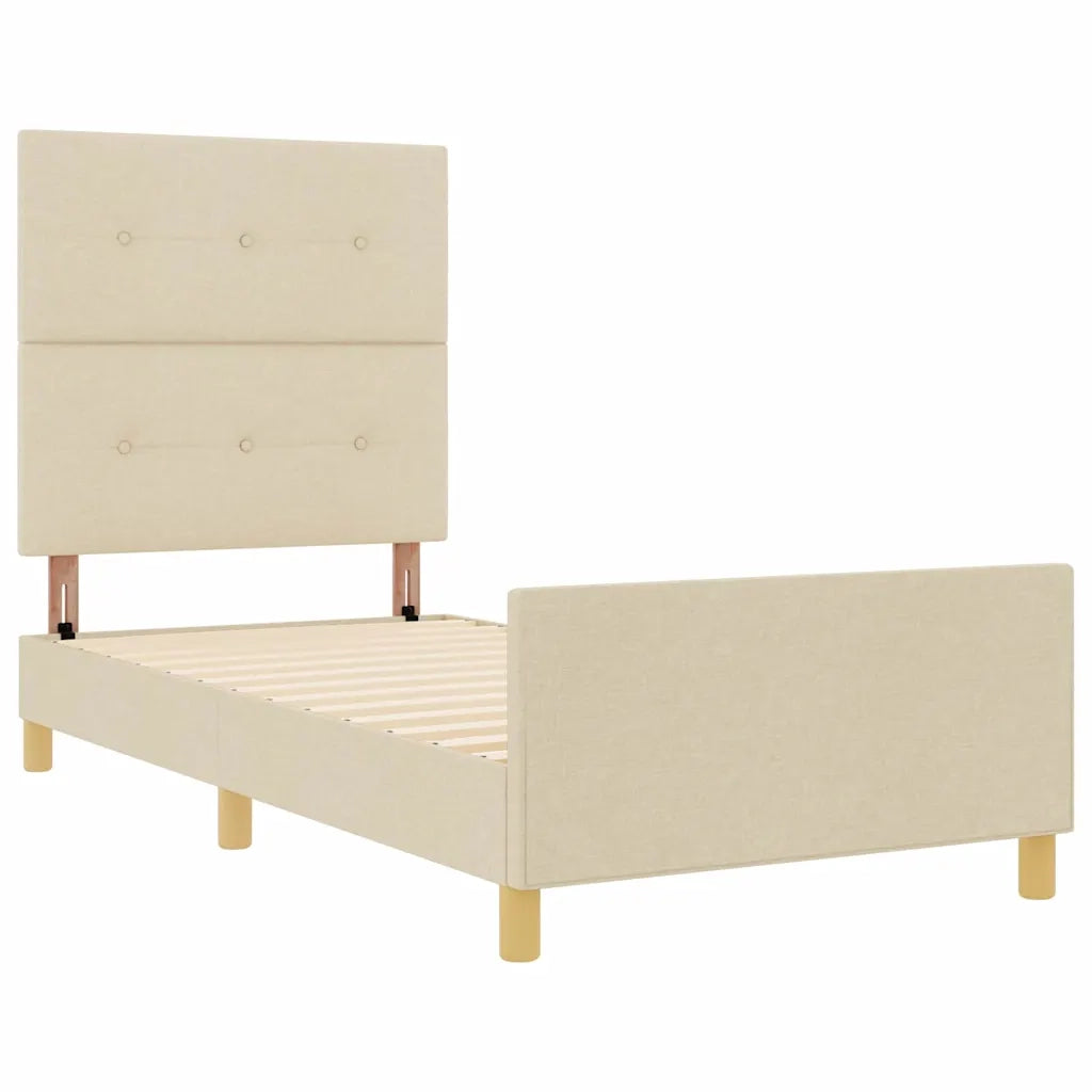 Struttura del letto con testiera Crema 100 x 200 cm Tessuto