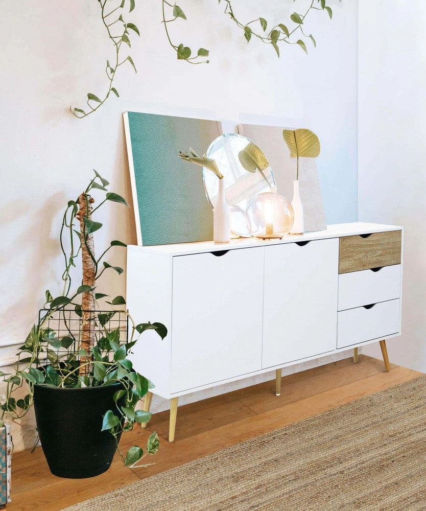 Mobile Bradley 147x39x82 h cm in Legno Bianco