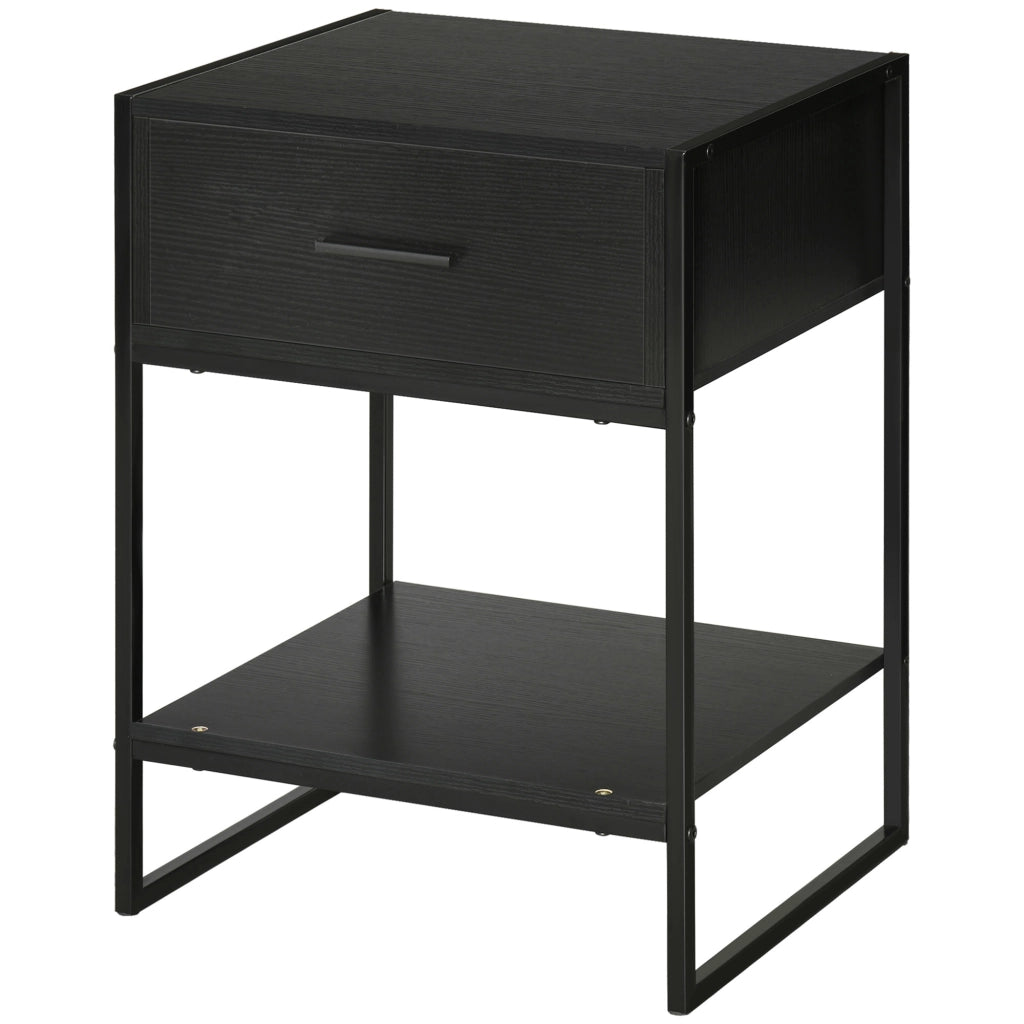 Comodino con cassetto e ripiano ¨C Zephmum ¨C 45x40x60 cm nero