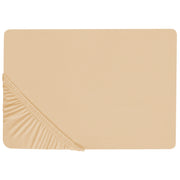 Lenzuolo con angoli cotone beige sabbia 200 x 200 cm con bordi elastici modello classico a tinta unita camera da letto classica