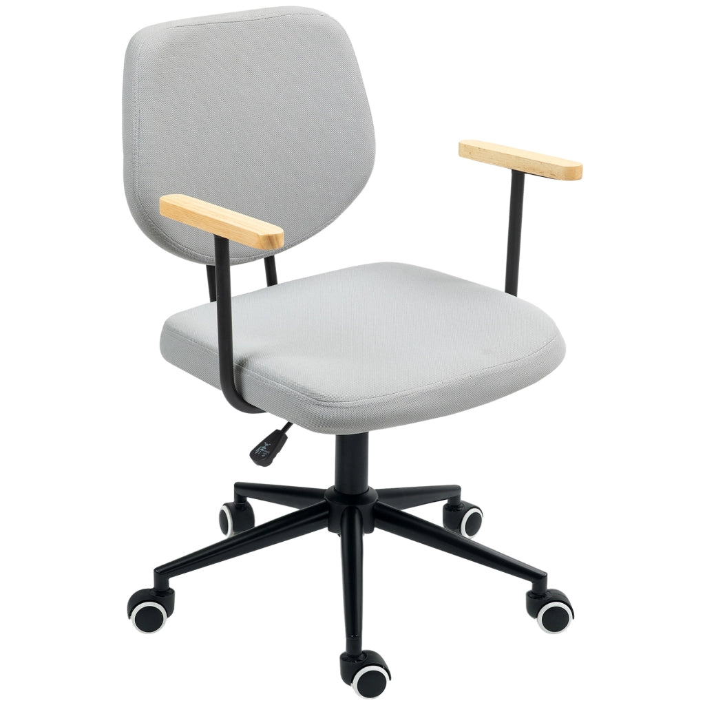 Sedia da ufficio con braccioli in legno, seduta regolabile con ruote ¨C Xylo ¨C Grigio 59x55x84-94cm
