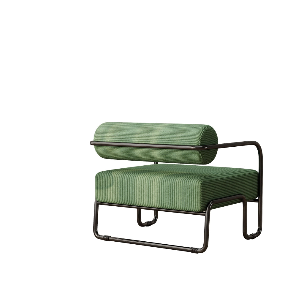 Poltrona Lounge Moderna ¨C MINIMAL ¨C Velluto a Coste, Struttura in Metallo Nero