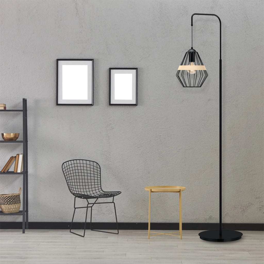 Lampada da terra Cliff nero/legno E27 60W Milagro MLP5528