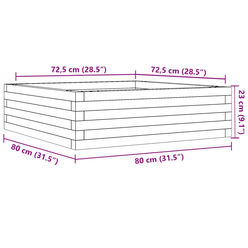 Fioriera Giardino Marrone Cera 80x80x23 cm Legno Massello Pino 847200