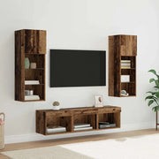 Unità per TV a Muro 5 pcs Rovere Nero Legno multistrato 3402923