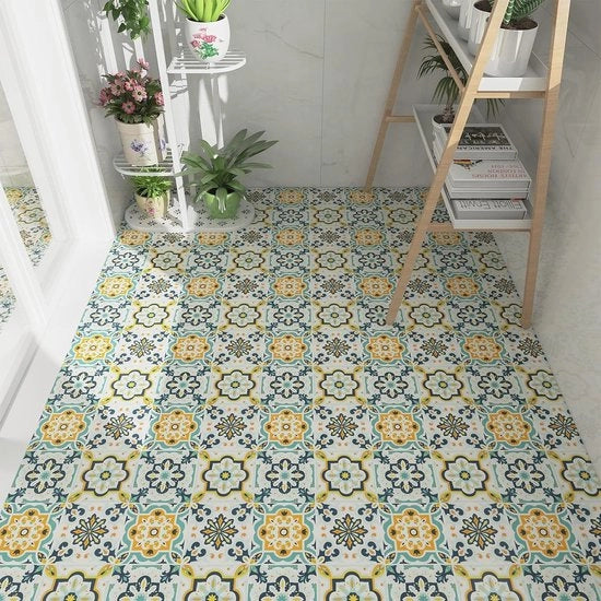 Tegoli da pavimento autoadesivi con disegno marocchino 30x30cm - Tegoli in vinile idrorepellenti per cucina e bagno