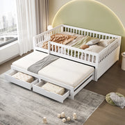 Divano letto-Xylo-140x200 cm-2 cassetti, legno bianco