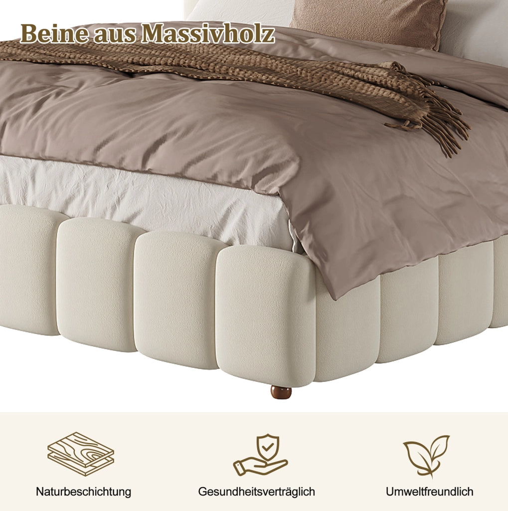 Letto matrimoniale contenitore in velluto beige 160 x 200 cm