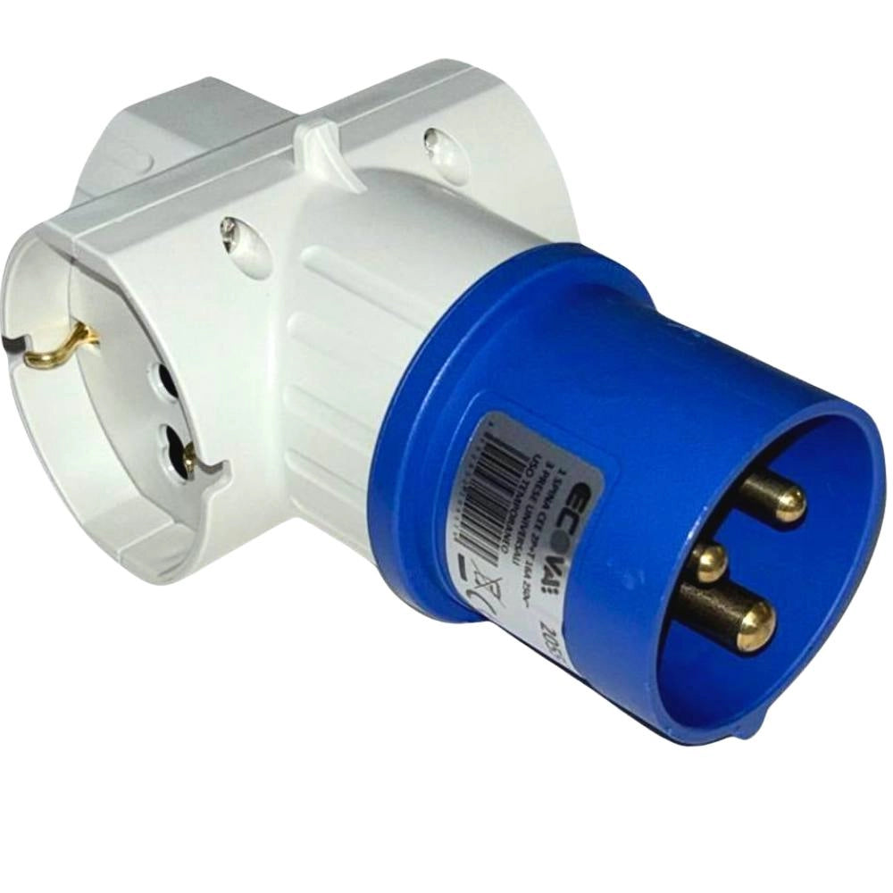 Ecova 20557 adattatore industriale 16a 2p+t a 3 prese universali 220v