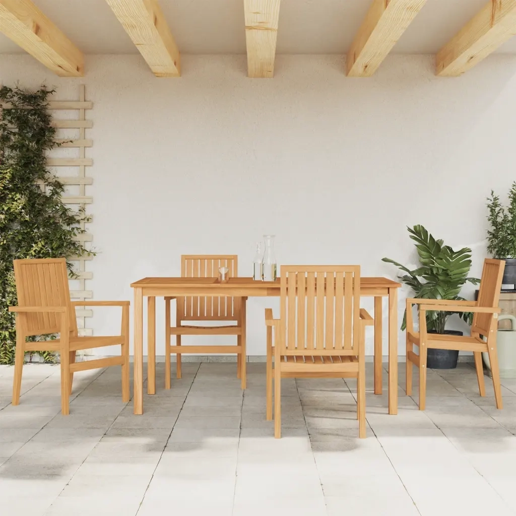 Set da Pranzo per Giardino 5 pz in Legno Massello di Teakcod mxl 117662
