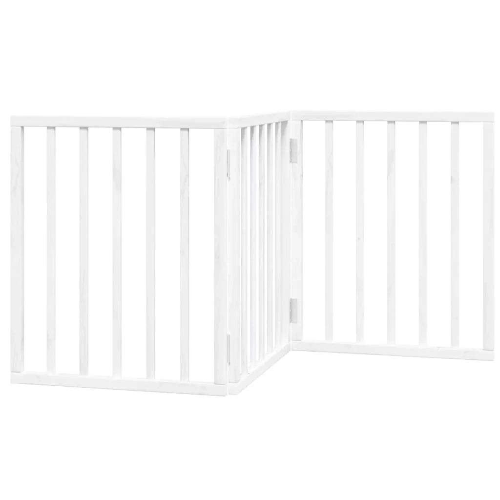 Cancelletto di sicurezza pieghevole per cani a 3 pannelli 150 cm legno di pioppo bianco 02_0023073