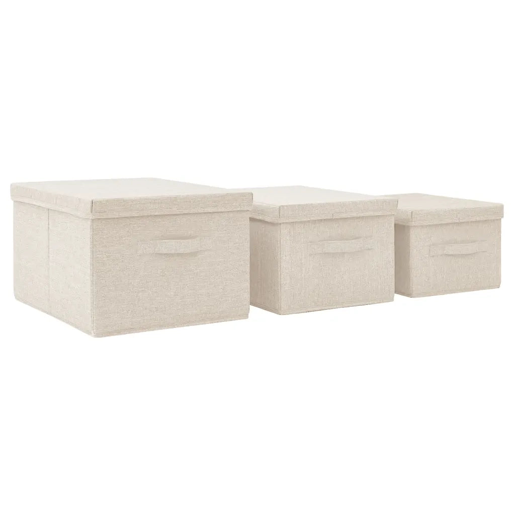 Set Scatole Portaoggetti Impilabili 3 pz in Tessuto Crema cod mxl 47954