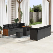 Set Divano da Giardino con cuscino 11 pcs Nero