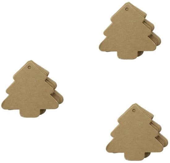 Etichette di Natale in Carta Kraft 150 pezzi - Stile Vintage - Marrone - Etichette per Nome - Etichette di Prezzo - Dimensioni 5,4 x 5,4 cm - Etichette per Regali