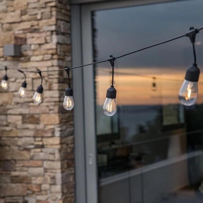 Ghirlanda di luci solari - LUMISKY - MAFY SOLAR - 6,50 m - 10 lampadine a filamento vintage - LED bianco caldo