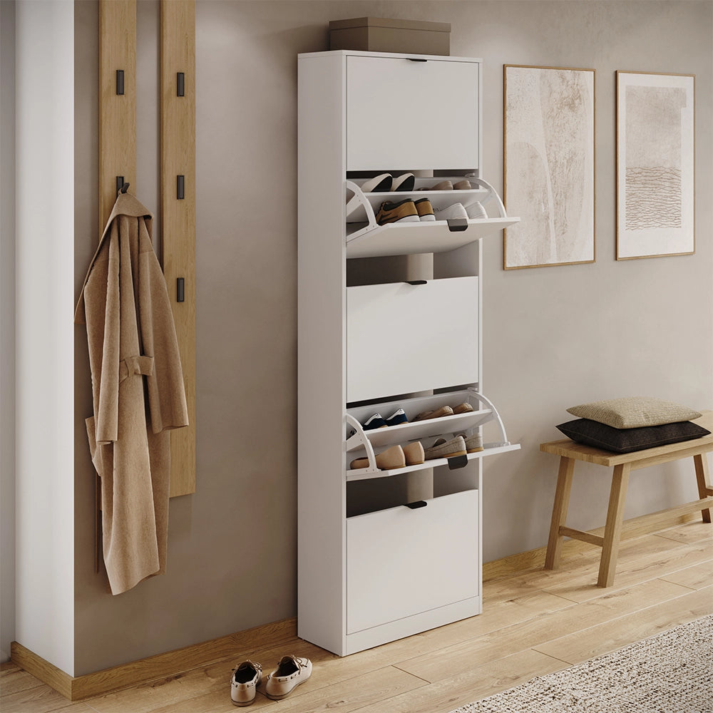 Scarpiera da ingresso Gizmo Bianco/Nero 59 x 181.1 cm con 5 scomparti Vicco