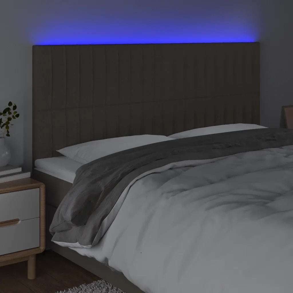Testiera a LED-Testata con LED Tortora 180x5x118/128 cm in Tessuto 103825