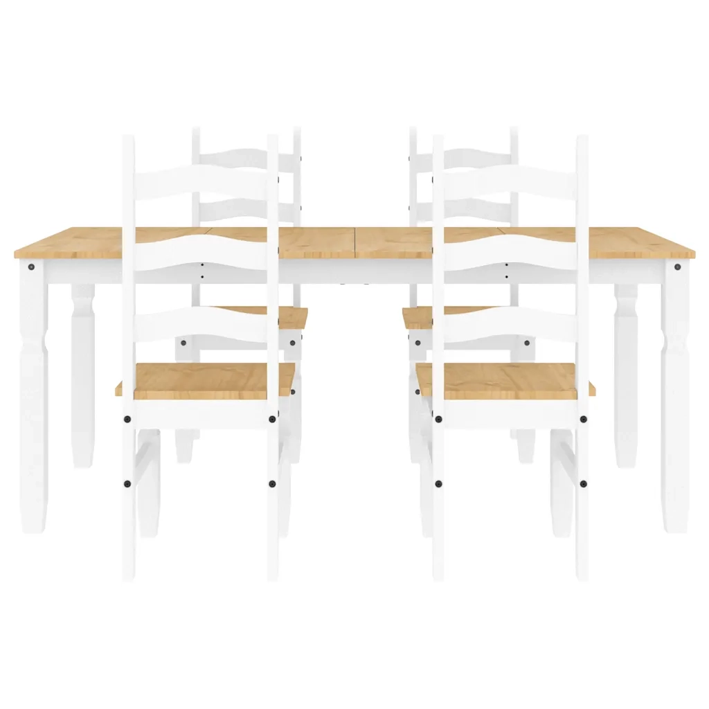 vidaXL Set da Pranzo 5 pz Panama Bianco in Legno Massello di Pino