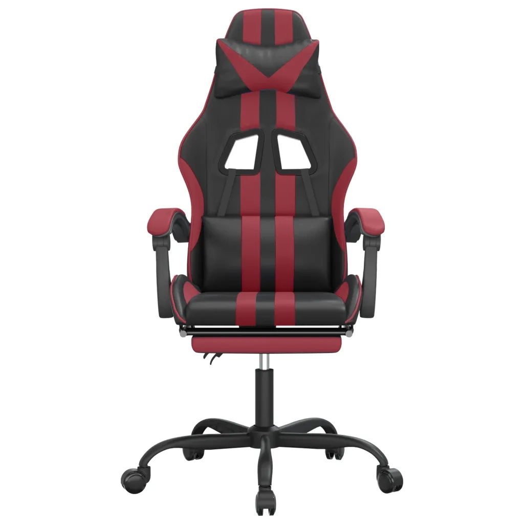 Sedia Gaming Girevole Poggiapiedi Nero e Rosso Vino Similpelle cod mxl 63523