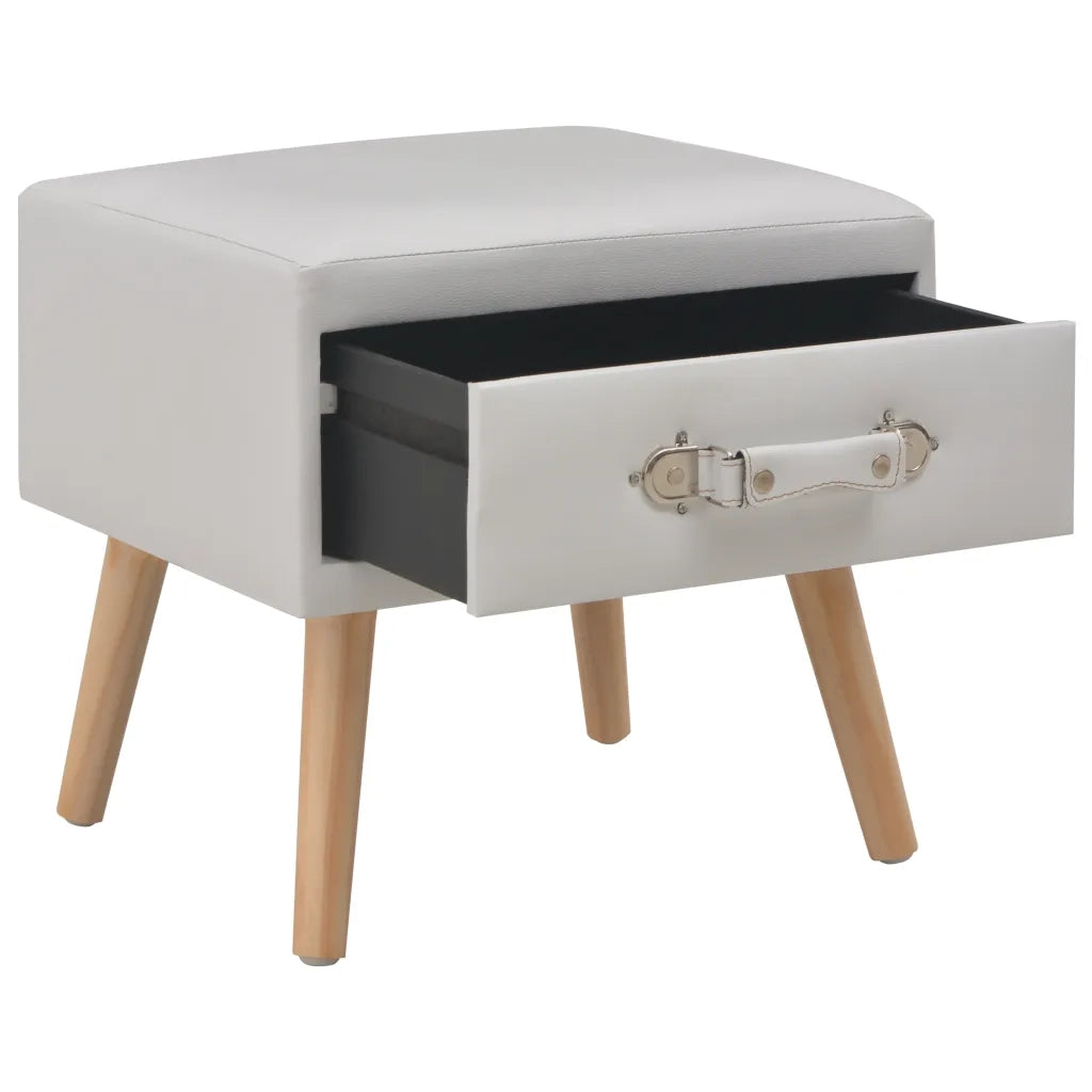 Comodino | Armadio da Notte | Mobiletto da notte Bianco 40x35x40 cm in Similpelle