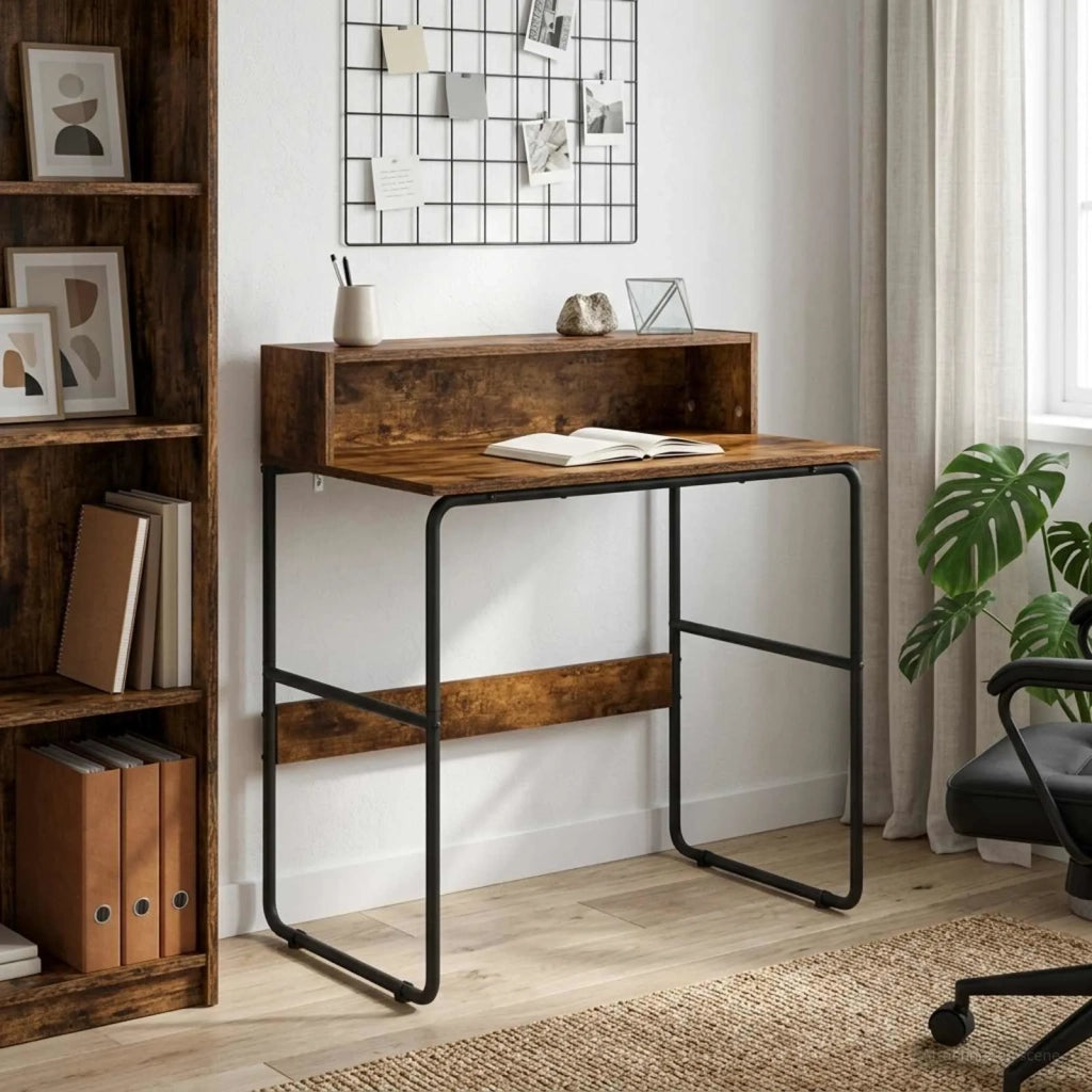 Scrivania con Spazio di Archiviazione Rovere Fumo 8008022