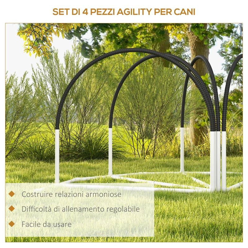 SET AGILITY DOG 4 PEZZI CON 4 PICCHETTI E BORSA DA TRASPORTO, 89X69X99 CM, BIANCO E NERO