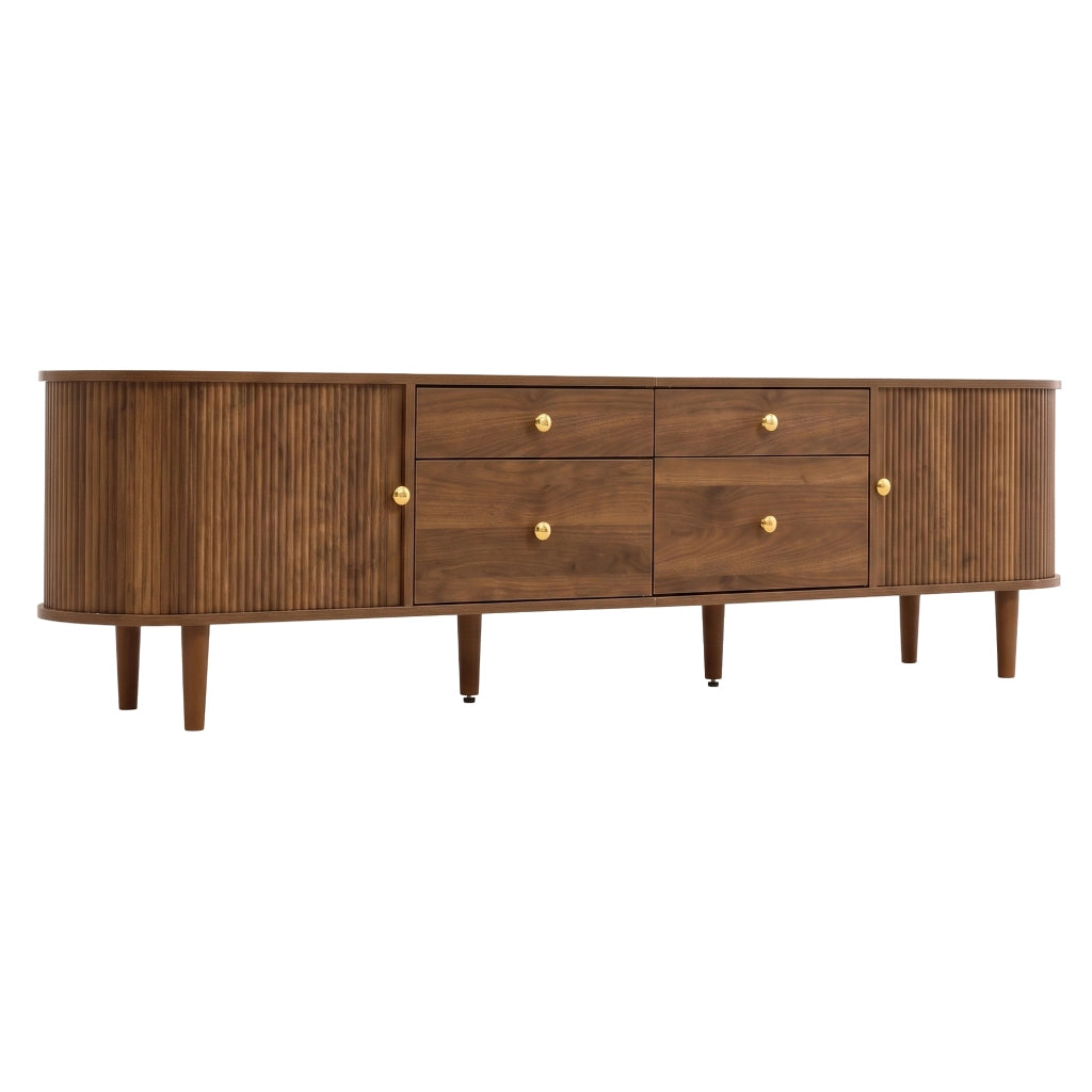 Mobile TV con 2 ante scorrevoli e 4 cassetti; per soggiorno; in MDF e truciolare; noce; 180×35×50 cm
