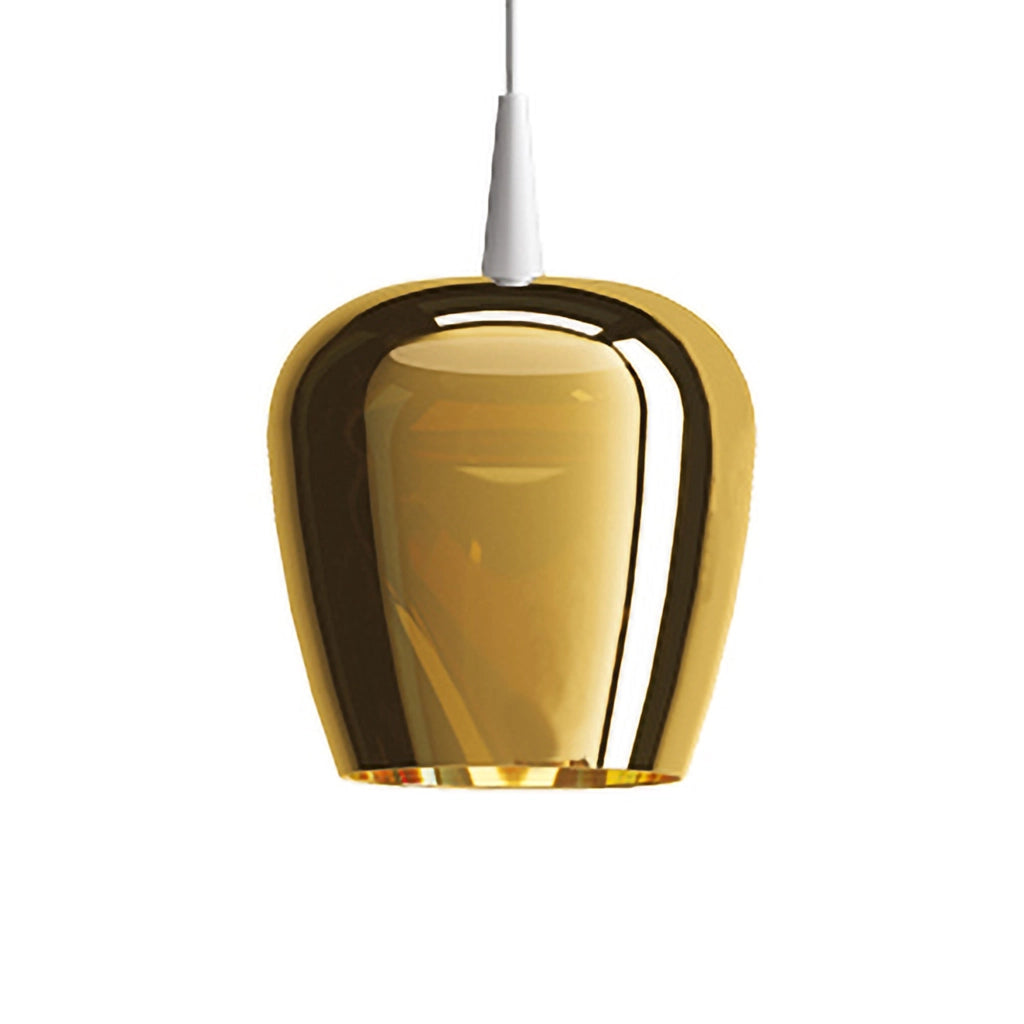 Zafferano Lampada a sospensione Bilia 230V Nude in vetro borosilicato soffiato a bocca, finitura Bianco e Oro antico, LED 8W 2700K, diametro 18cm