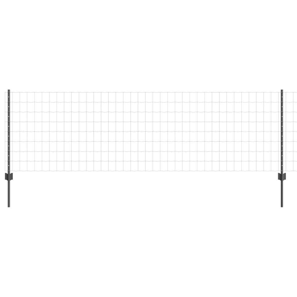 Recinzione Euro con 11 Pali Grigi 0,8x25 m Acciaio