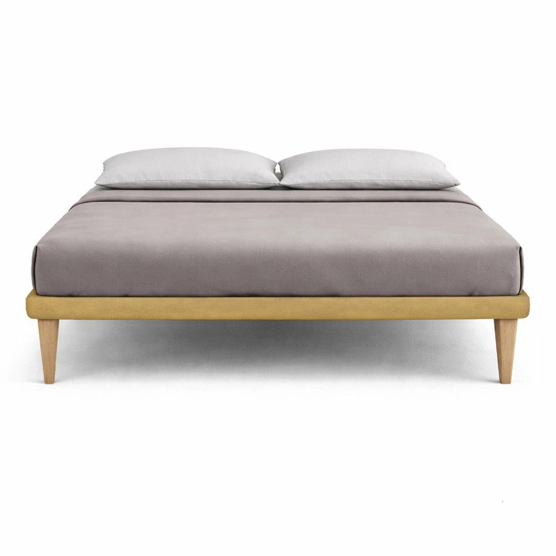 Letto imbottito Matrimoniale 180x200 cm Tessis - Con rete,Microfibra,Ocra
