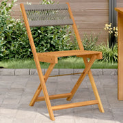 Sedie Bistrò 2pz Grigie in Legno Massello di Acacia e Corda 367679