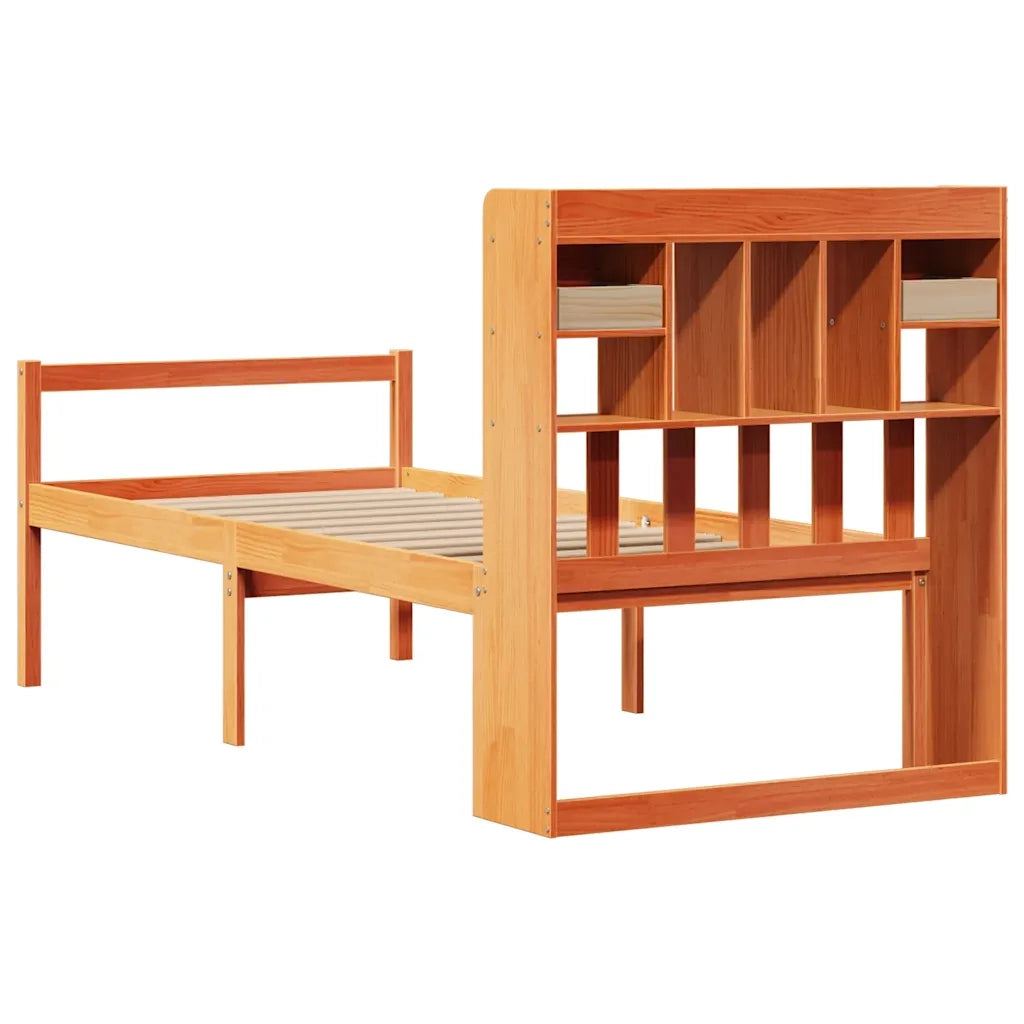 Letto Libreria senza Materasso Marrone Cera 75x190 cm in Pino 3322065