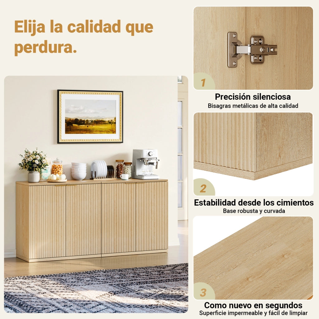Credenza con 2 ante e ripiani; per soggiorno; in MDF; 80×40×80 cm; rovere