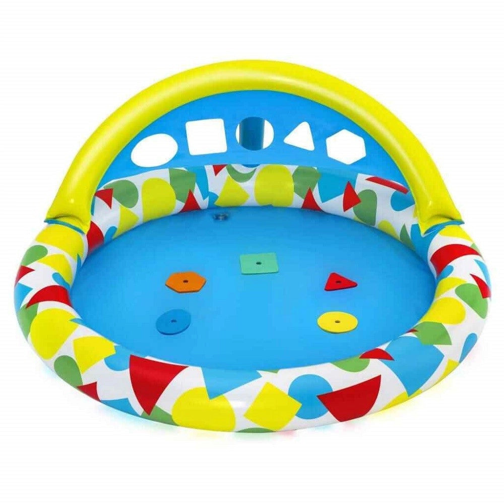 Trade Shop - Piscina Gonfiabile Per Bambini Splash & Learn 120x117x46cm 5 Forme Schiuma 52378 -