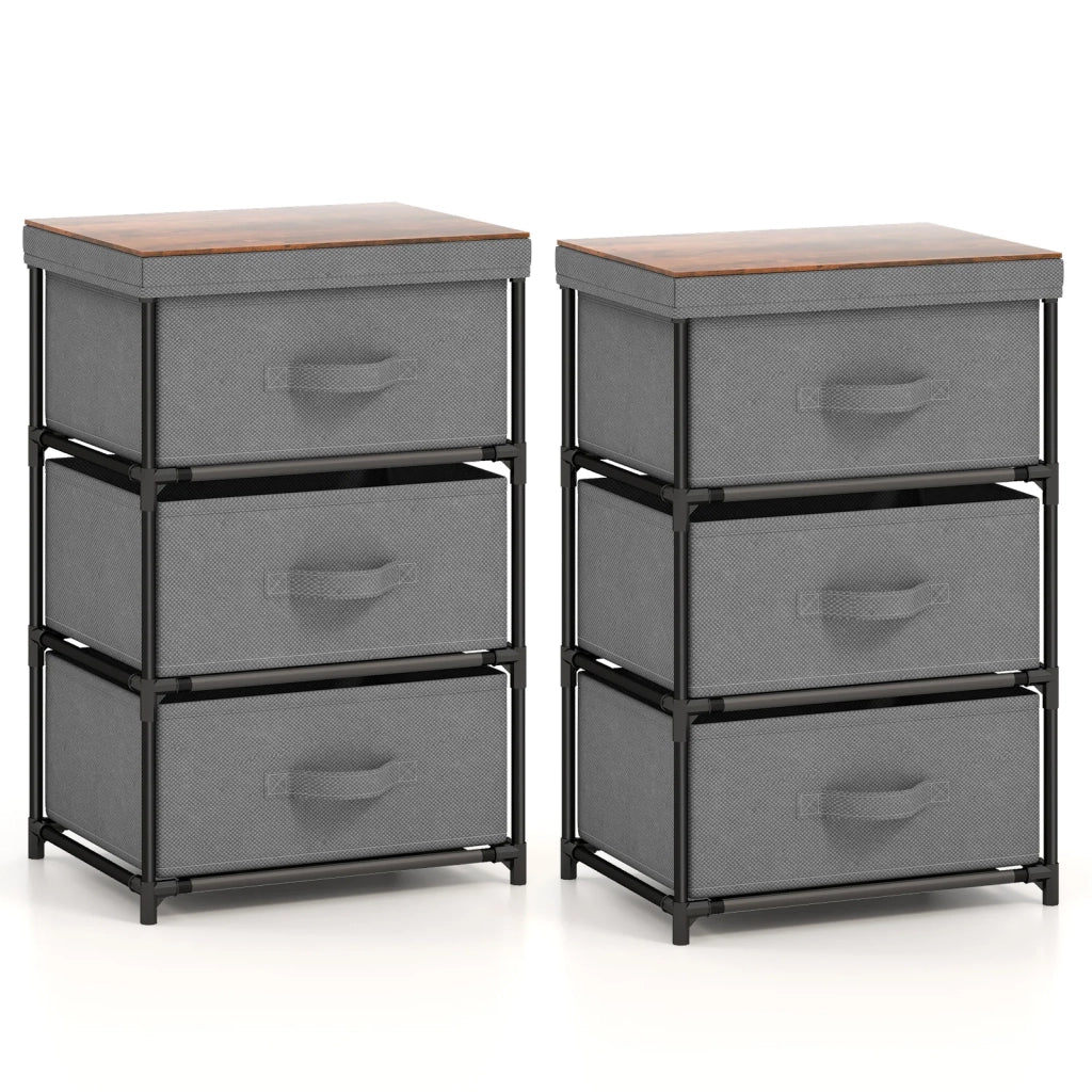 Set di 2 cassettiere 40 x 30 x 62 cm contenitore multifunzionale stile industriale metallo grigio 20_0009848