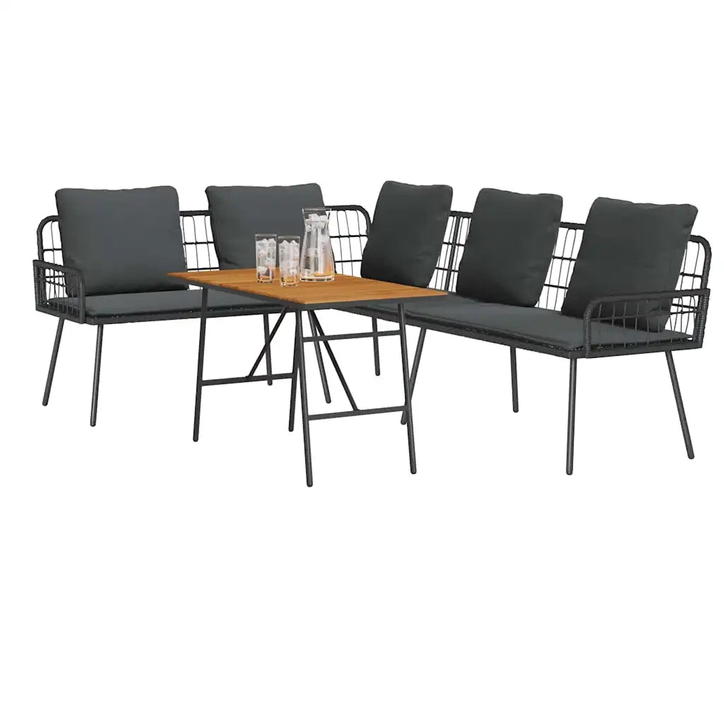 Set Divano da Giardino 2 pz | Set Salotto da Giardino Nero polyrattan