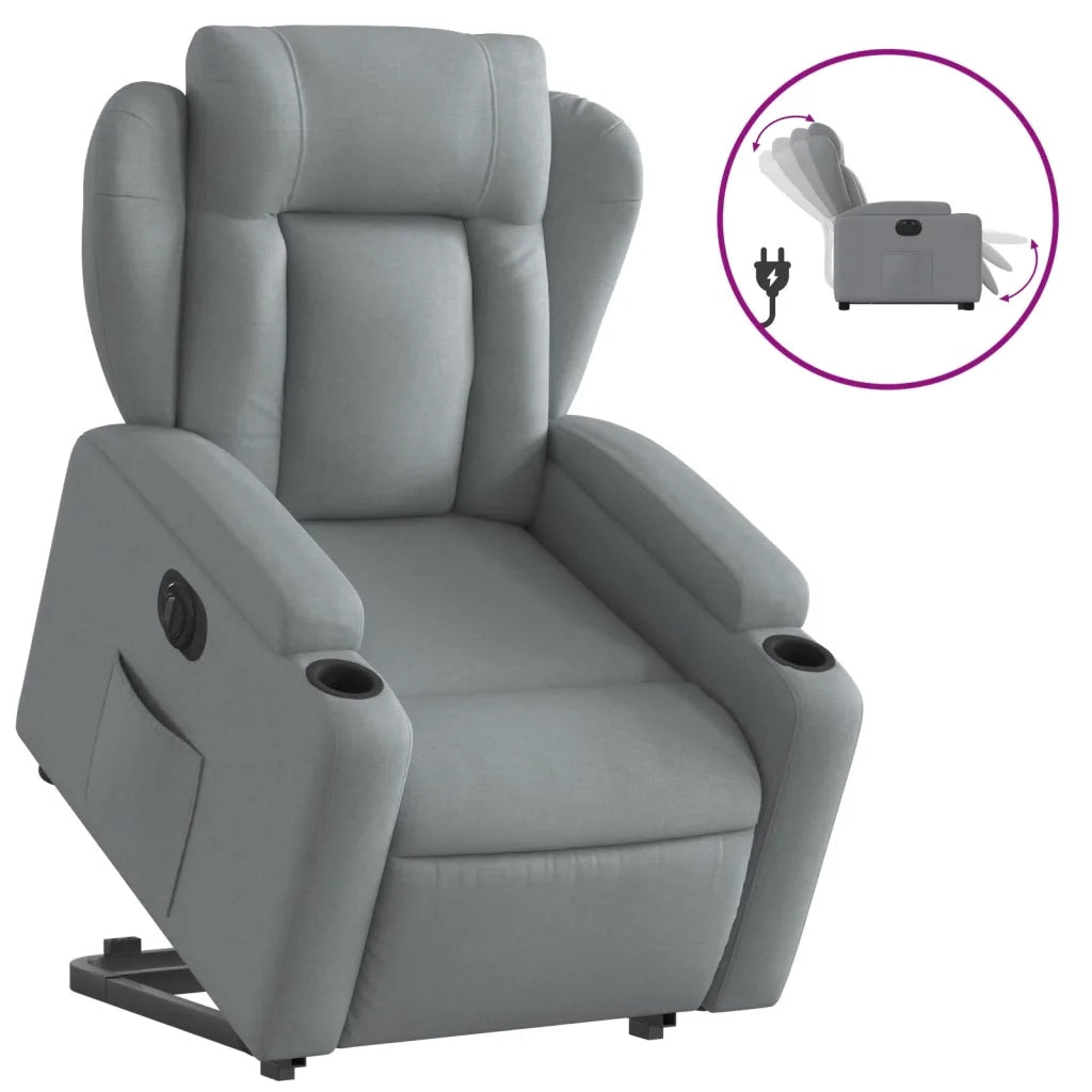 Poltrona Reclinante Alzapersona Elettrica Grigio Chiaro Tessuto 3204506