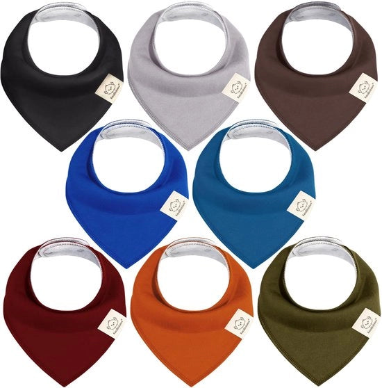 Set di 8 bandane per bambini unisex - Bandane per bambini superassorbenti, bandane per bambini in cotone biologico, set di bandane per bambini, bandane per bambini, salviette per bocca per bambini