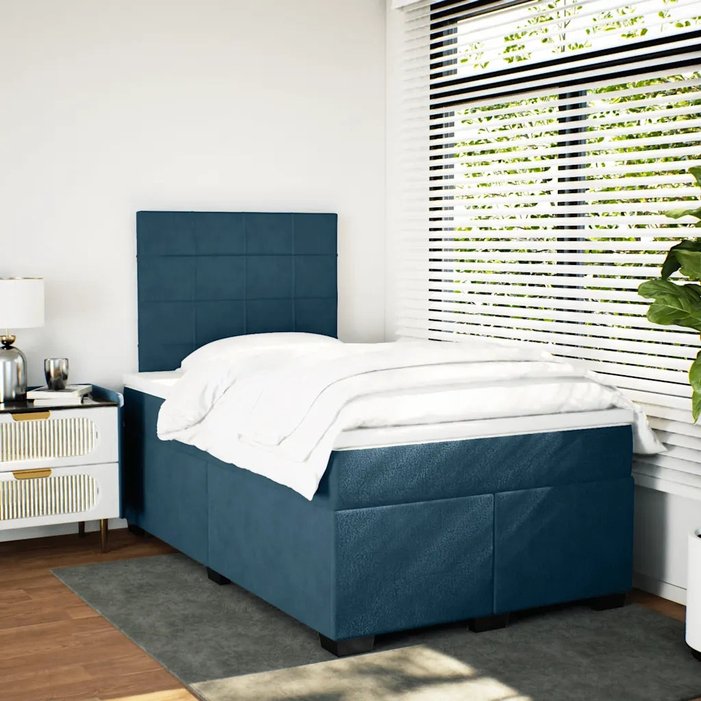 vidaXL Giroletto a Molle con Materasso Blu 120x200 cm in Velluto