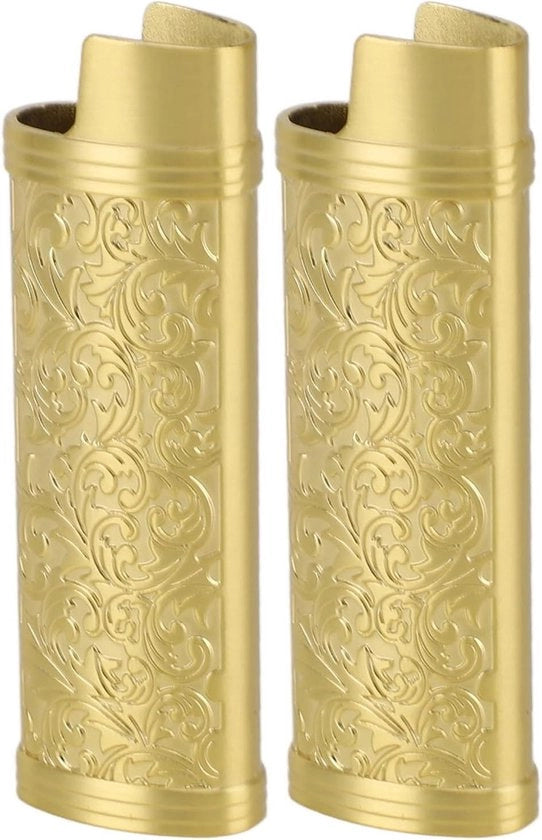 Porta oggetti con fodero a zigrinatura per penne BIC full size - case in oro con zigrinatura - fodero con stile J6.