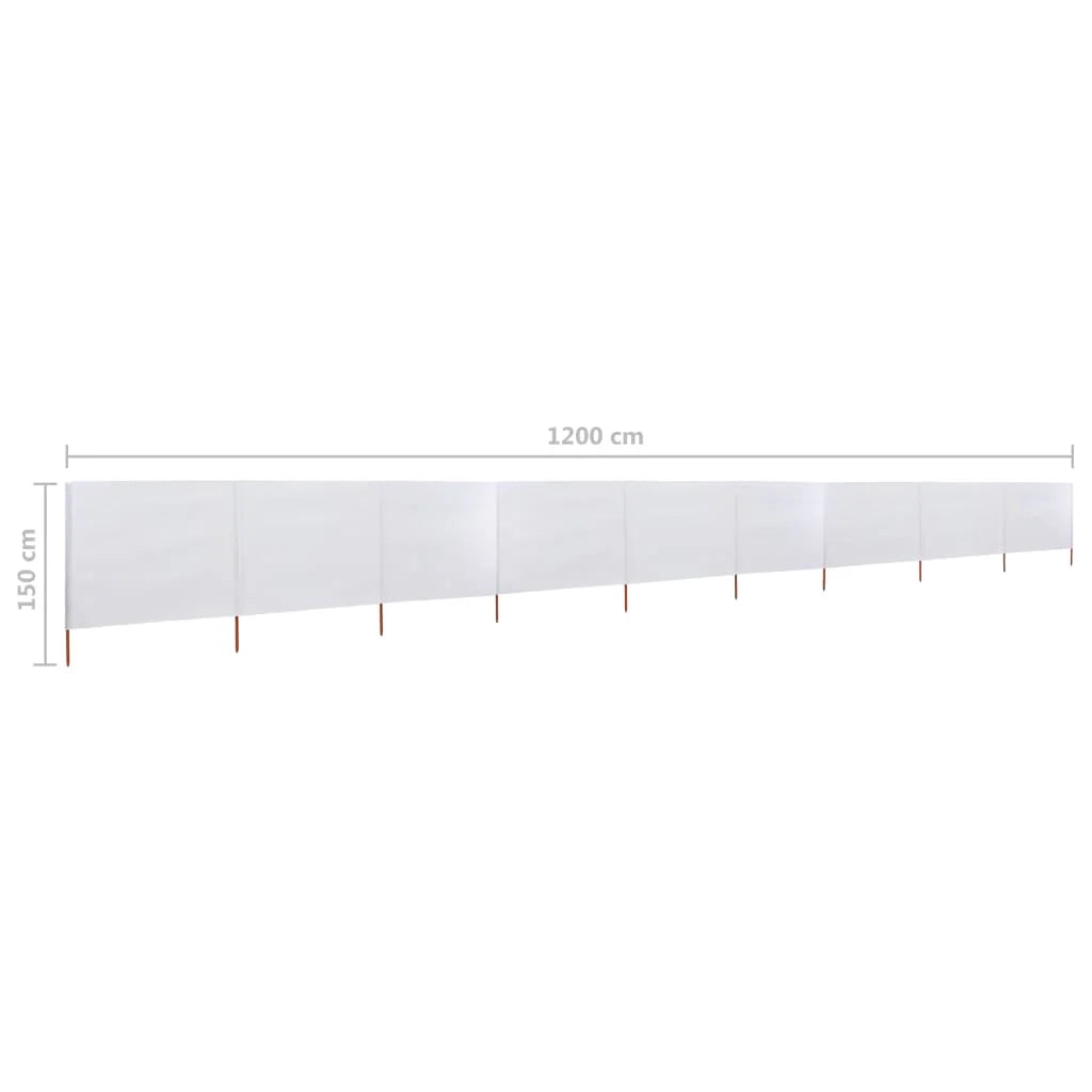Frangivista schermo 9 pannelli in tessuto 1200 x 120 cm bianco sabbia 02_0008855