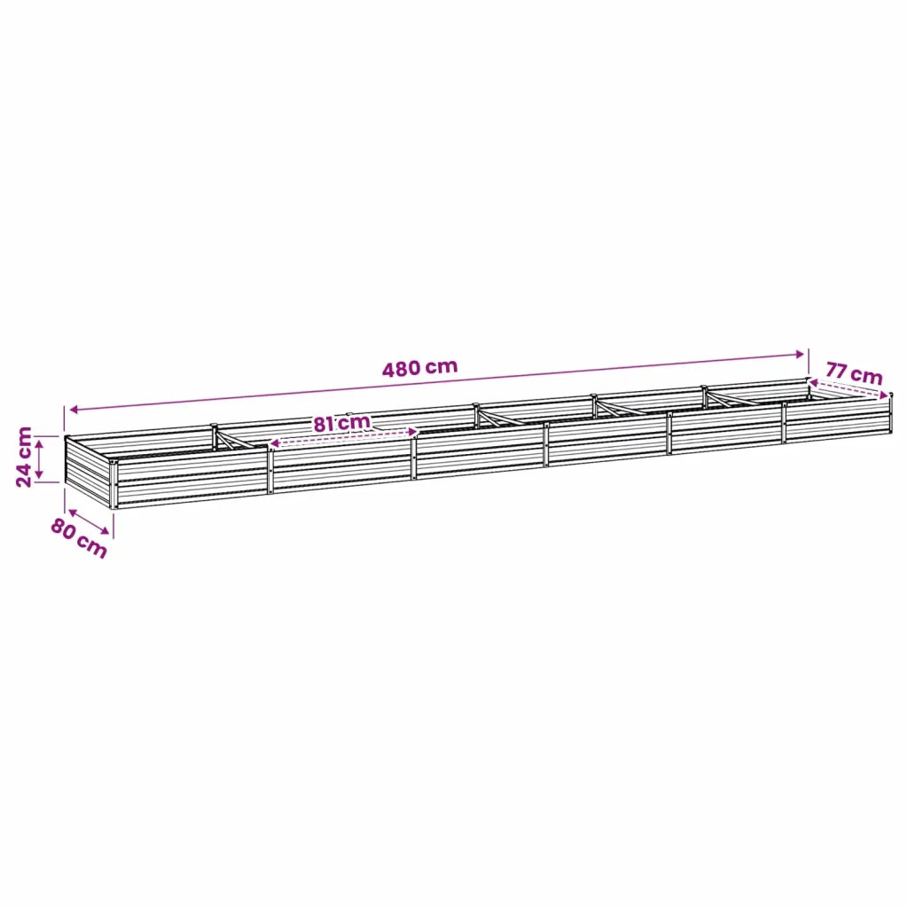 Letto rialzato da giardino Grigio 480 x 80 x 24 cm 8006519