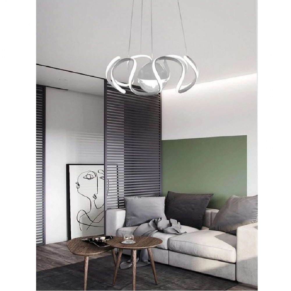 Trade Shop - Lampadario A Sospensione 78 Watt Led Spirale 2.0 Bianco Luce Fredda 6500k Lp-11b -