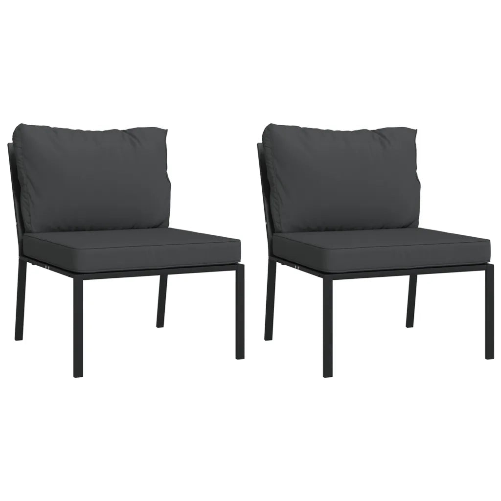 Sedie da Giardino con Cuscini Grigi 2 pz | Sedie da Esterno 60x74x79 cm Acciaio