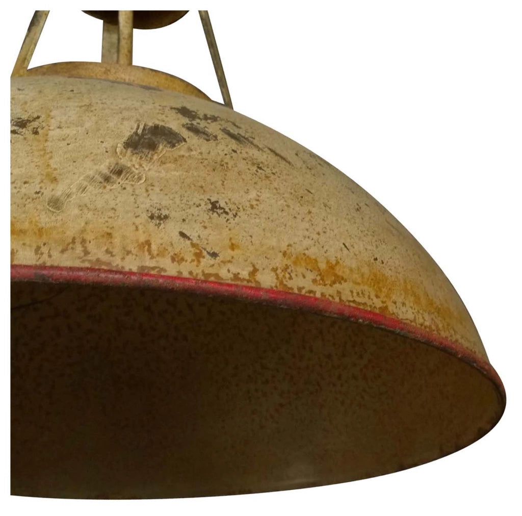 Biscottini Lampadario Industrial a sospensione non elettrificato L46xPR46xH40 cm in ferro finitura crema anticata
